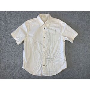 Rohka Button Up Shirt Mens Small/Medium Abstract Embroidered‎